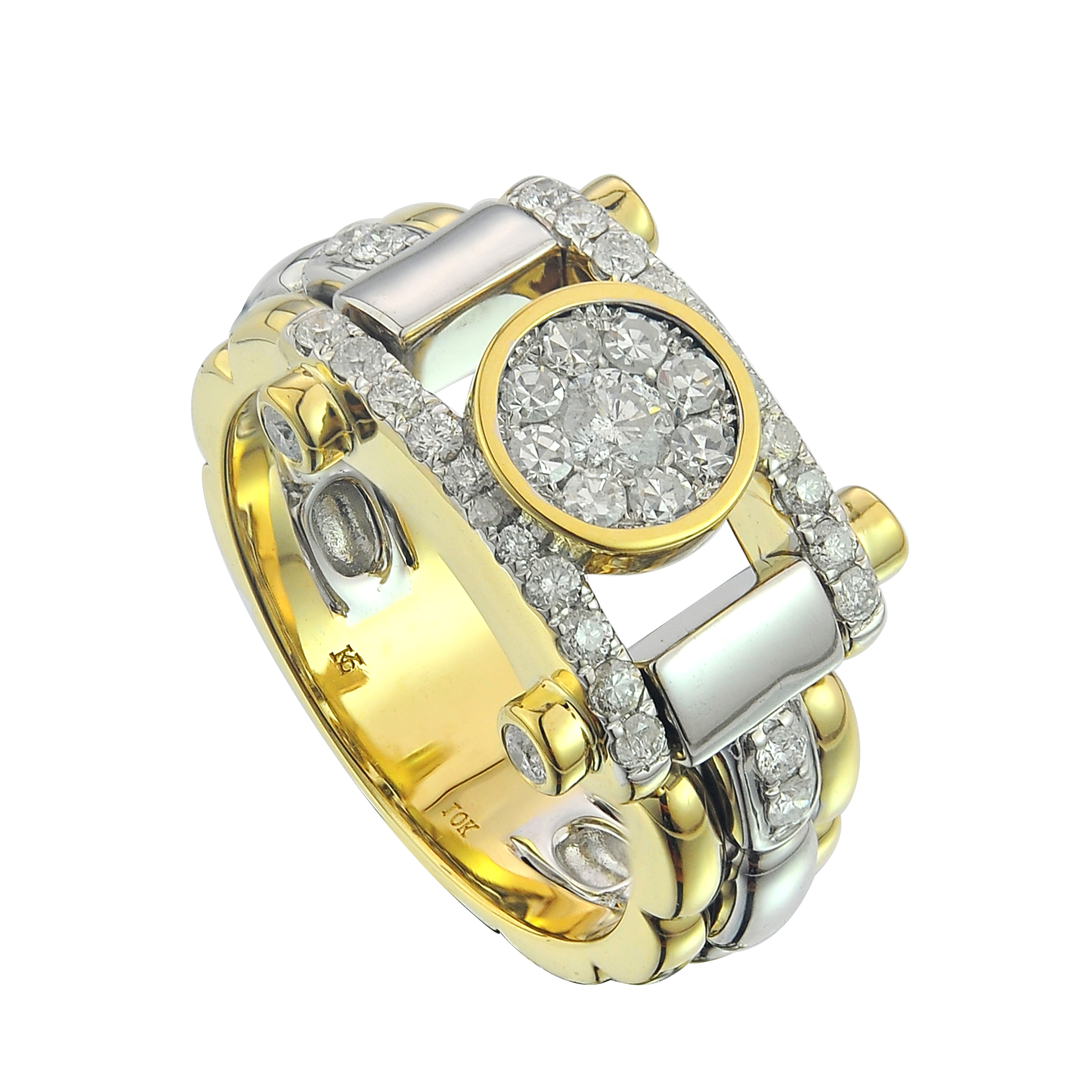 Diamond Ring  1.05 ct. 10K 2Tone Yellow & White Gold